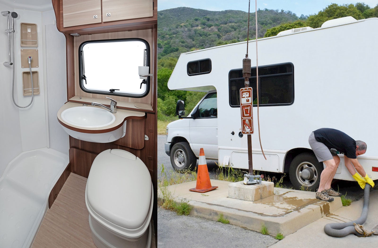 Portable RV/camper toilet and holding tank setup in Kankakee, Illinois
