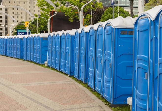 Seasonal porta potty units set up at a Kankakee, Illinois venue